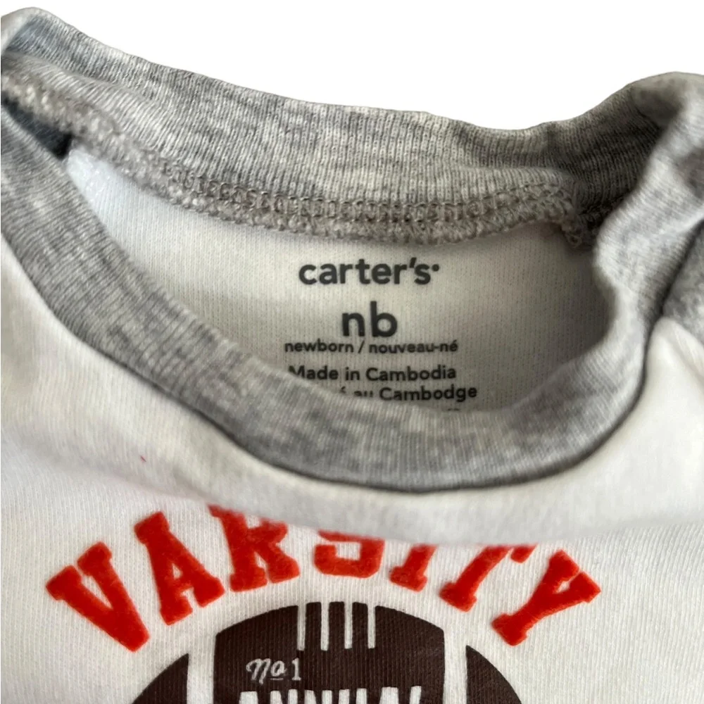 Lot of (4) Newborn Baby Boy One Pieces - Carters Circo‎ & Faded Glory - Sports!